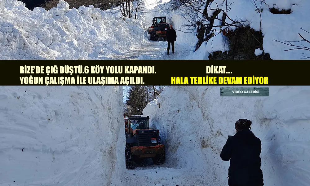 Rize’de ÇIĞ yolu kapattı