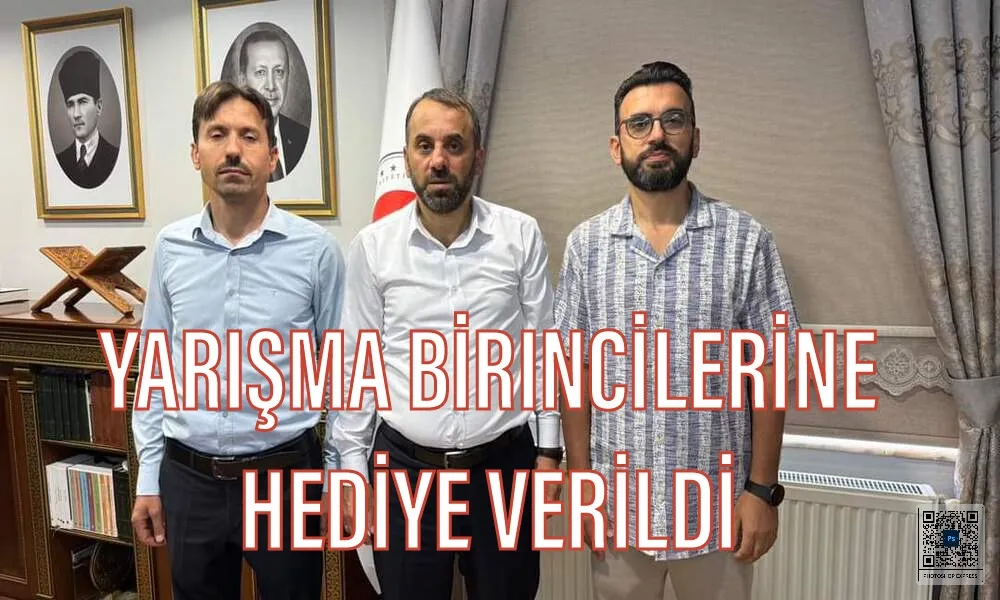 Yarışma birincilerine hediye verildi 