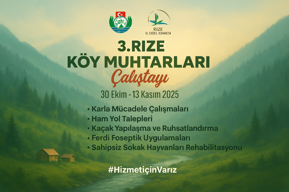 3. Rize Köy Muhtarları Çalıştayı Başlıyor