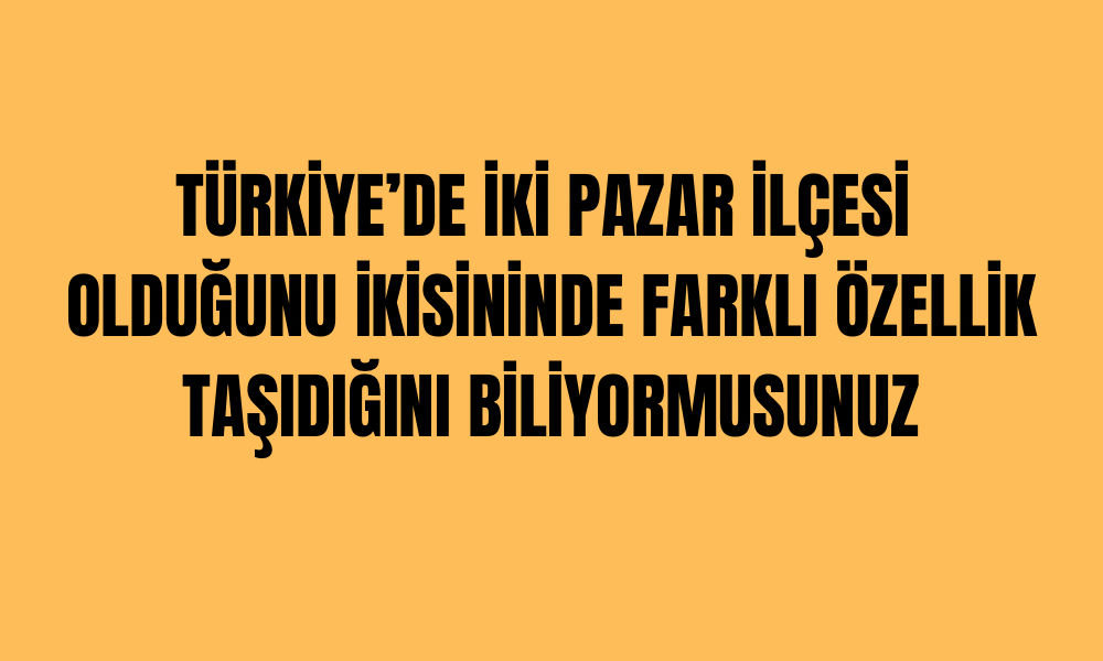 TÜRKİYE’DE “PAZAR” İSMİNİ TAŞIYAN İKİ İLÇE VAR