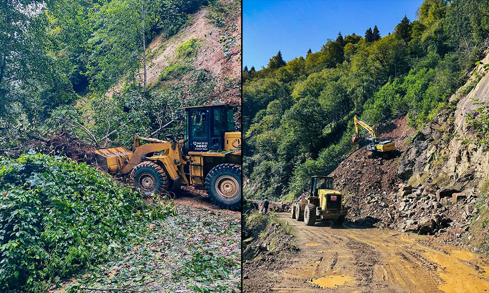 RİZE’DE SAĞANAK YAĞIŞIN YOL AÇTIĞI AFETLERE MÜDAHALE DEVAM EDİYOR