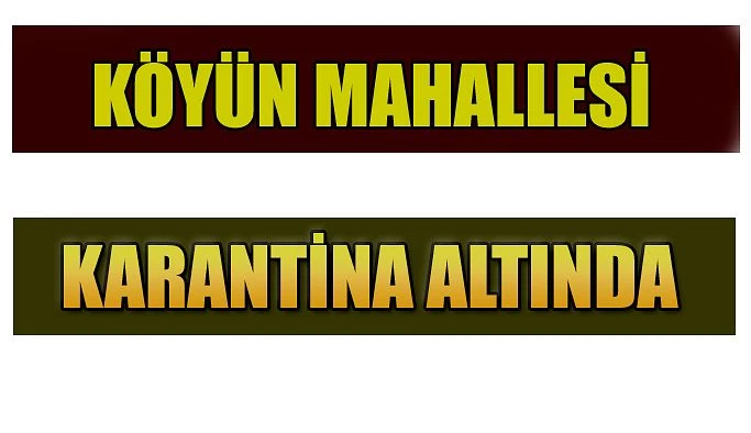 BİR MAHALLE KARANTİNA ALTINA ALINDI