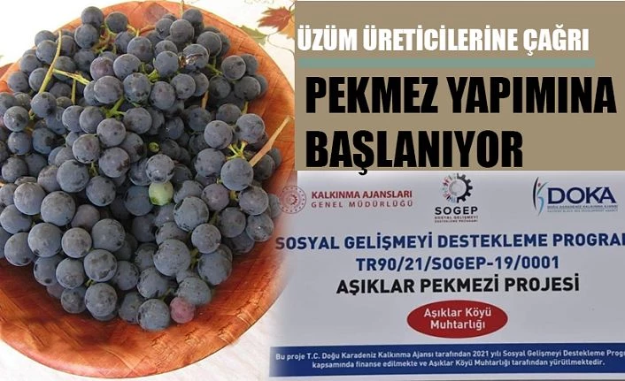 KOOPERATİF PEKMEZ YAPIMINA BAŞLIYOR..