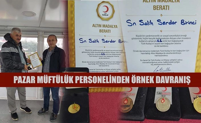 41 Ünite Kan veren Pazarlı altın madalya ile ödüllendirildi